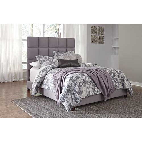 Signature Design by Ashley Dolante Queen Square-Tufted Upholstered Bed - Gray
