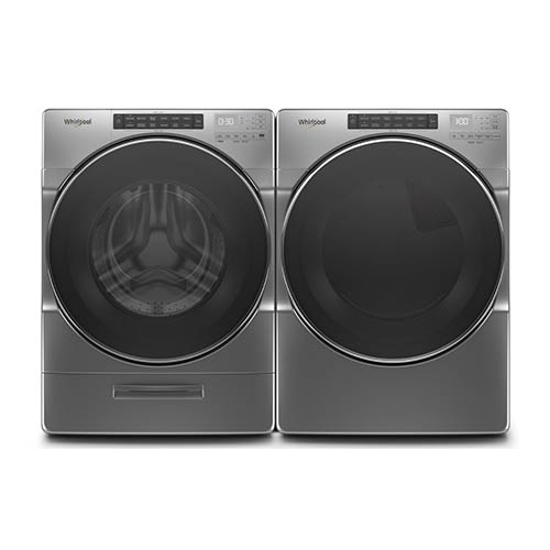 Whirlpool Chrome 4.5 Cu. Ft. Washer and 7.4 Cu. Ft. Gas Dryer  display image