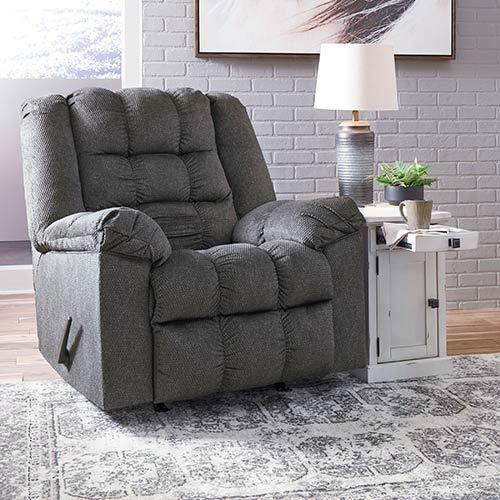 Signature Design by Ashley Drakestone-Charcoal Heat and Massage Rocker Recliner