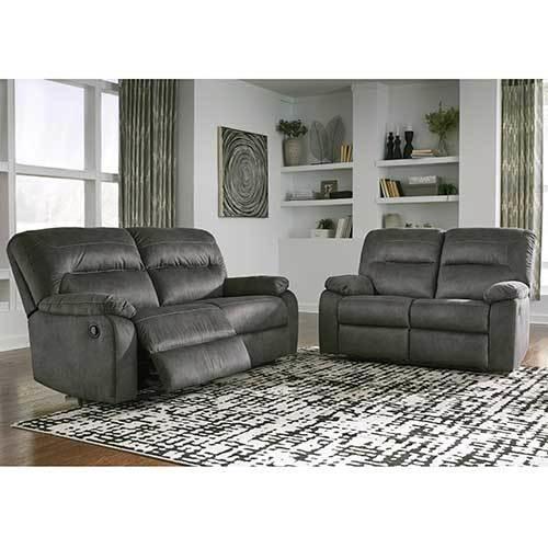 Signature Design by Ashley “ Bolzano-Slate” Reclining Sofa and Loveseat