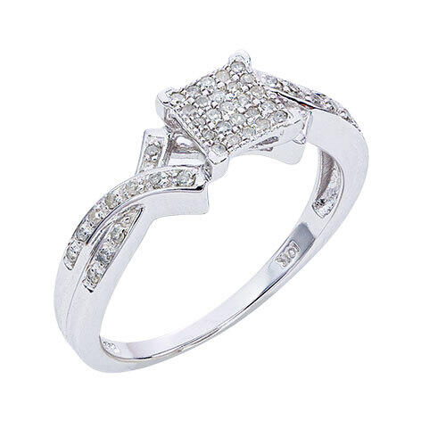 Womens 1/8 CT. T.W. Genuine Diamond Ring in 10K White Gold