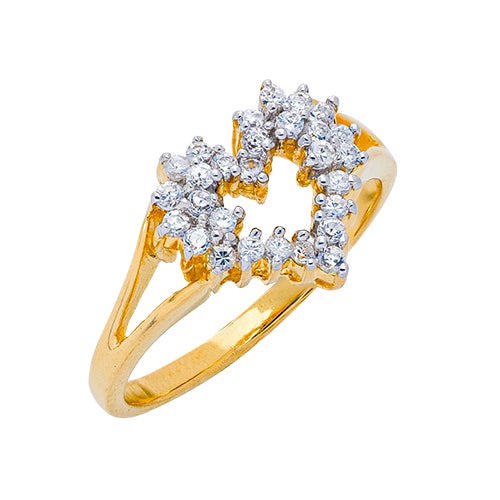 Womens 10K Gold 1/4 CT.T.W. Diamond Heart-Shaped Fashion Ring display image