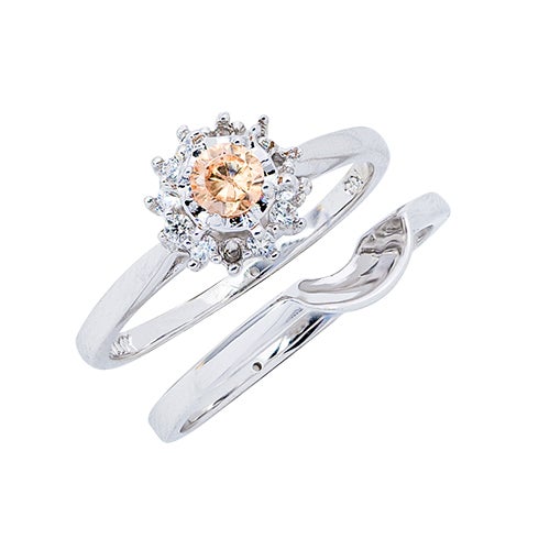 Womens 10K White Gold 1/4 CT.T.W. Genuine Brown Diamond Wedding Set