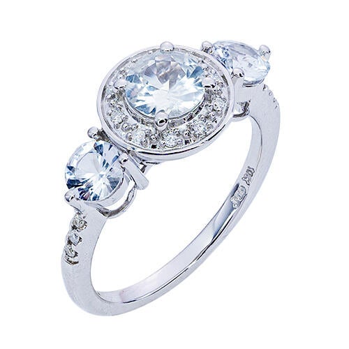 Womens 10K Gold 3/4 CT.T.W. White Sapphire and Diamond Fashion Ring