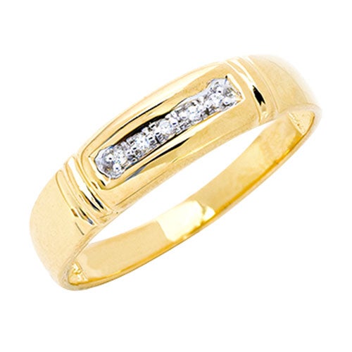 Mens 10K Gold Genuine Diamond Accent Ring