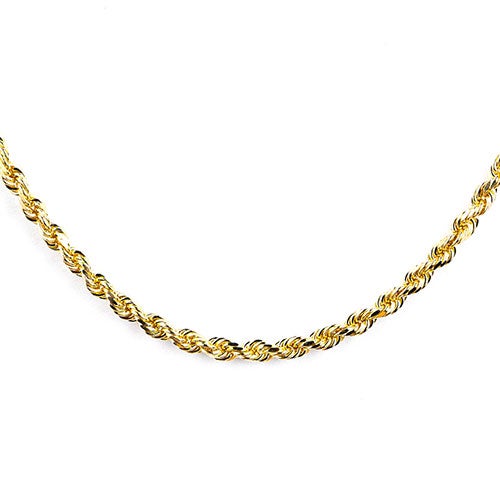 10K Gold 3.2 mm Diamond Cut 22" Solid Rope Chain  display image