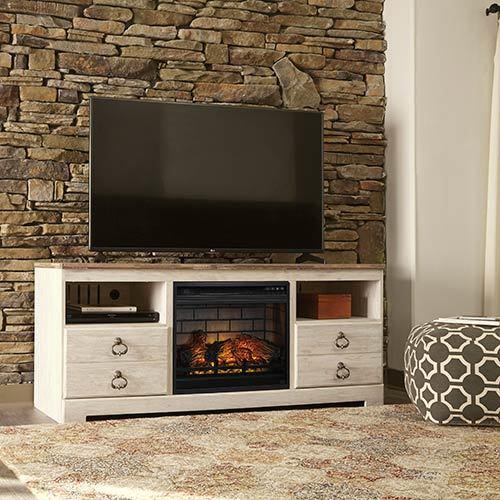 Signature Design by Ashley “Willowton” 63 Inch Electric Fireplace TV Stand