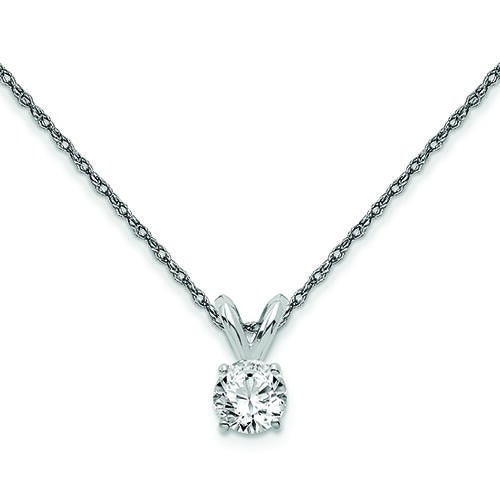 Womens 14K White Gold 1/4 CT.T.W. Round Lab-Created Diamond Solitaire Necklace