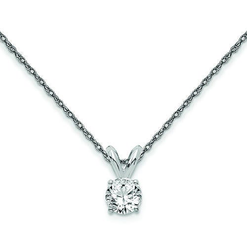 Womens 14K White Gold 1/4 CT.T.W. Round Lab-Created Diamond Solitaire Necklace