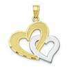 10K Gold and Rhodium Double Heart Pendant