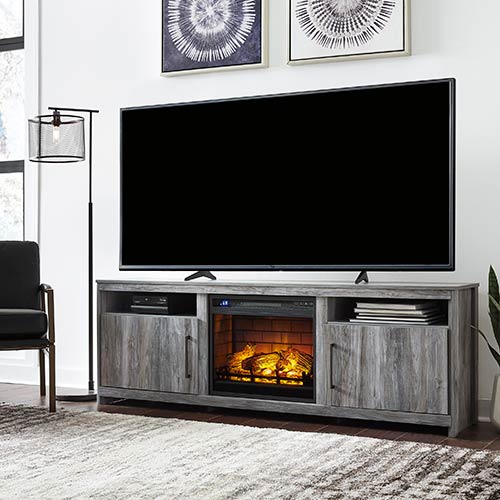 Signature Design by Ashley Baystorm 74 Inch Electric Fireplace TV Stand display image