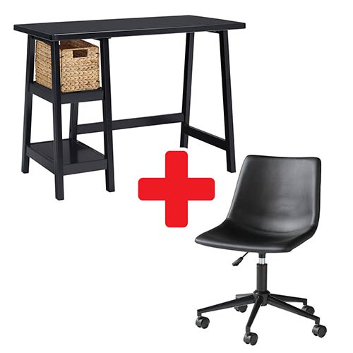 Signature Design by Ashley Mirimyn Black Home Office Desk with Swivel Chair display image