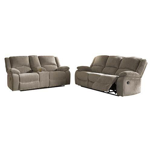 Signature Design By Ashley Draycoll Pewter Reclining Sofa