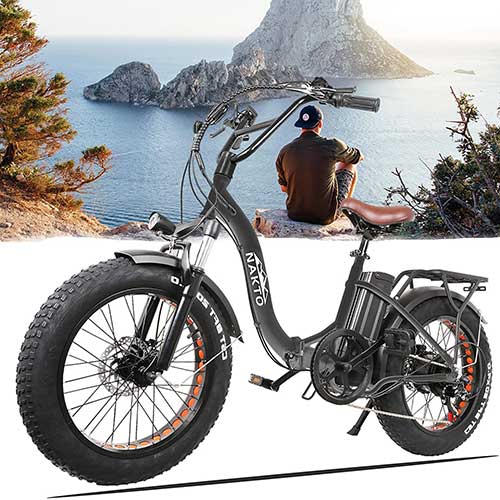 NAKTO Folding Fat Tire Electric bike Folding OX 20 - Black
