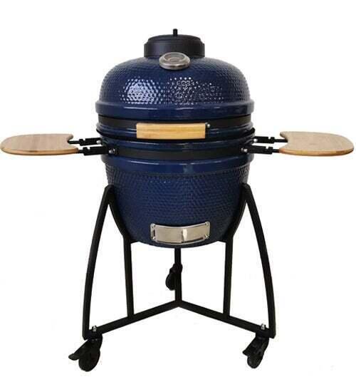 Lifesmart 18 Inch Blue Kamado Ceramic Grill with Accessory Package