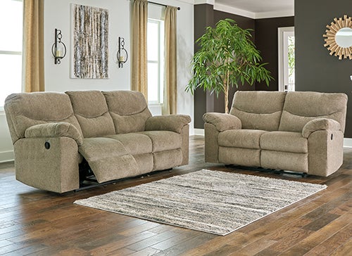 2PC Alphons Reclining Sofa and Loveseat in Briar
