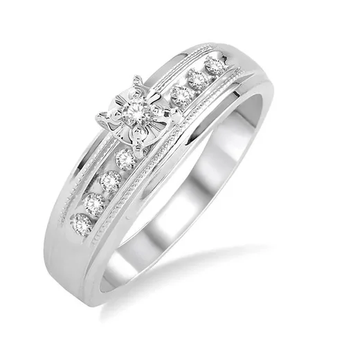 1/8 Ctw Round Cut Diamond Engagement Ring in 10K White Gold - Size 5 display image
