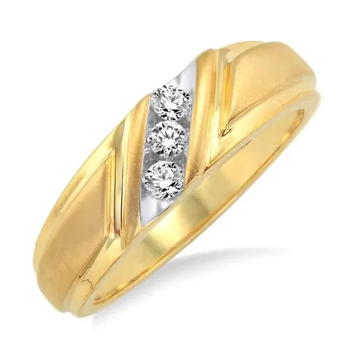 1/8 Ctw Round Cut Diamond (3 diamonds in channel setting) Women's Ring in 10K Yellow Gold - Size 5
