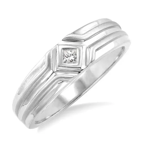 1/20 Ctw Princess Cut Diamond Men's Ring in 10K White Gold - Size 9