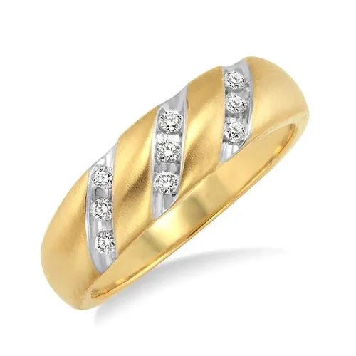 1/8 Ctw Round Cut Diamond (9 diamonds in channel setting) Women's Ring in 10K Yellow Gold - Size 5