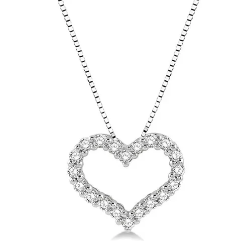 1/2 ctw Round Cut Lab Grown Diamond Heart Shape Pendant With Chain in 10K White Gold