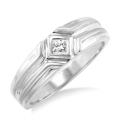 1/20 Ctw Princess Cut Diamond Women's Ring in 10K White Gold - Size 5