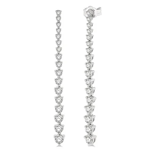 1 1/2 ctw Round Cut Lab Grown lab grown diamond Riviera Drop Earring in 10K White Gold