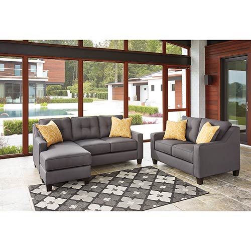 Benchcraft Aldie Nuvella Gray Sofa Chaise And Loveseat