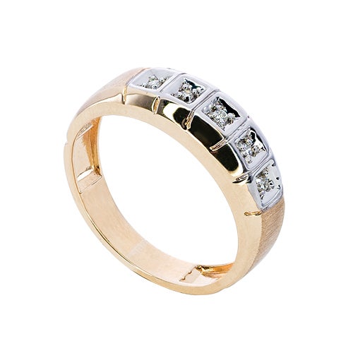 Mens 10K Gold Genuine 5-Stone Accent Diamond Ring